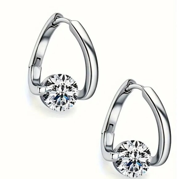 Lymphatic Germanium Magnetology Drainage Silver Electro-Plated Hoop Earrings - Picture 2 of 3